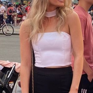 Alice + Olivia White Crop Top